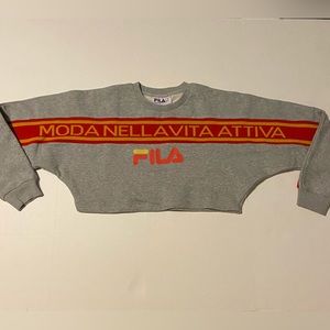 Fila Lucie Crop Crewneck Women's Gray Athletic Sportswear Sweatshirt Top